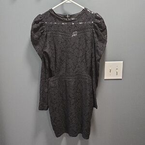 Express - Sheath Dress with Puff Sleeves and Crew Neck